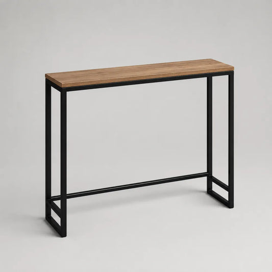Tavolo bar rettangolare in MDF effetto legno con struttura in acciaio nero 120 x 40 x 105 cm